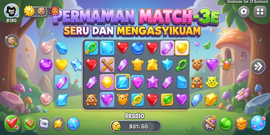 Gameplay seru dengan tantangan match-3 yang mengasyikkan.