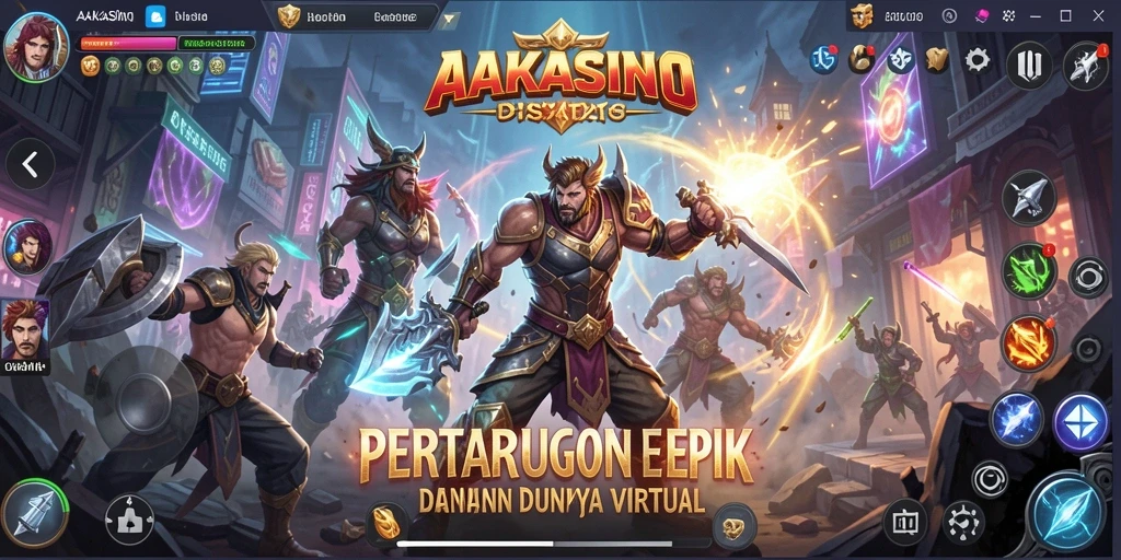 Tampilan gameplay seru AAKASINO dengan karakter bertarung.
