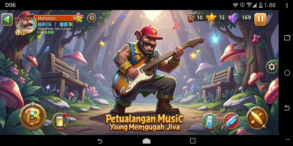 Screenshot gameplay D06 yang menampilkan pengalaman musik yang mendalam.