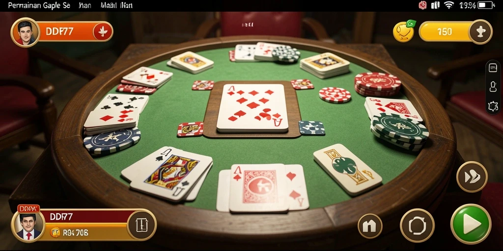 Tampilan gameplay IDR77 yang seru saat bermain Gaple.