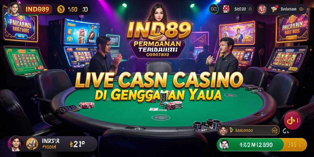 Screenshot gameplay Live Casino IND89 menampilkan dealer profesional dengan suasana kasino yang hidup.