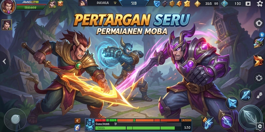 Screenshot gameplay JAVASLOT88 yang menarik dengan aksi MOBA seru.