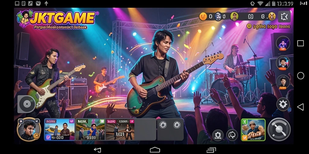 Tampilan gameplay seru di JKTGAME dengan berbagai pilihan lagu.
