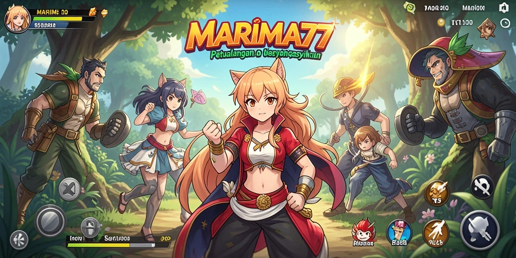 Screenshot menunjukkan aksi seru dalam gameplay Anime MARIMA77.