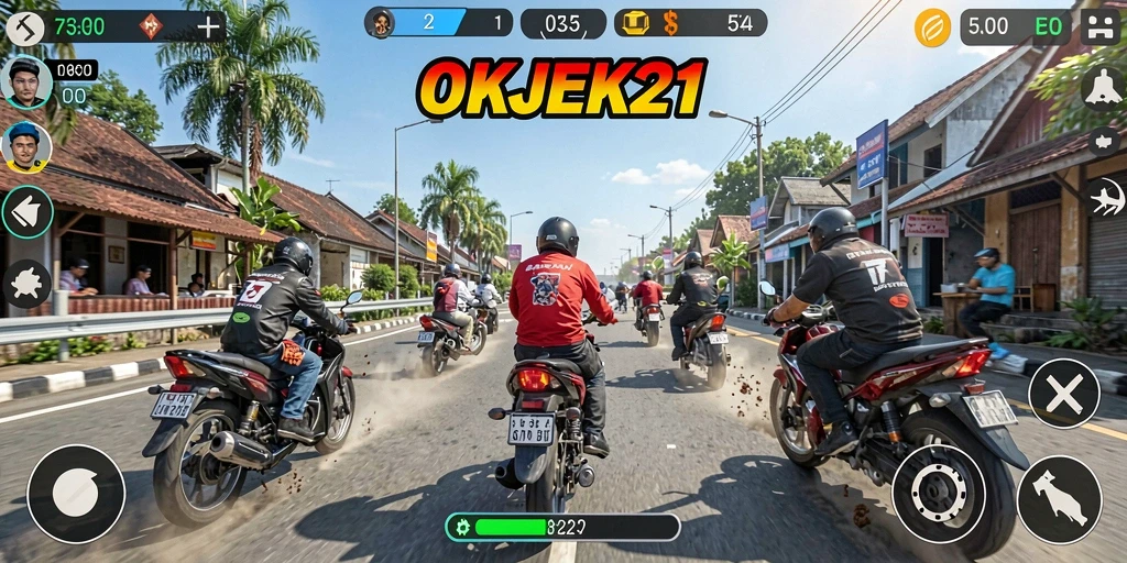 Gameplay menarik OKJEK21 dengan balapan motor yang mendebarkan.
