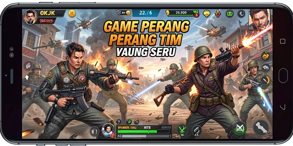 Tampilan gameplay OKJK yang mendebarkan dalam pertempuran TPS.
