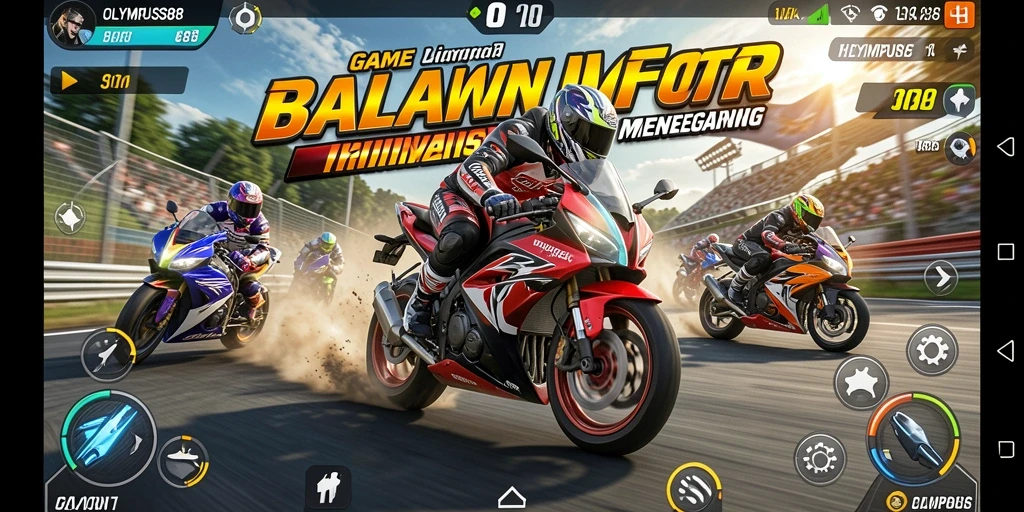 Screenshot OLYMPUS88 menampilkan aksi balapan motor yang mendebarkan.