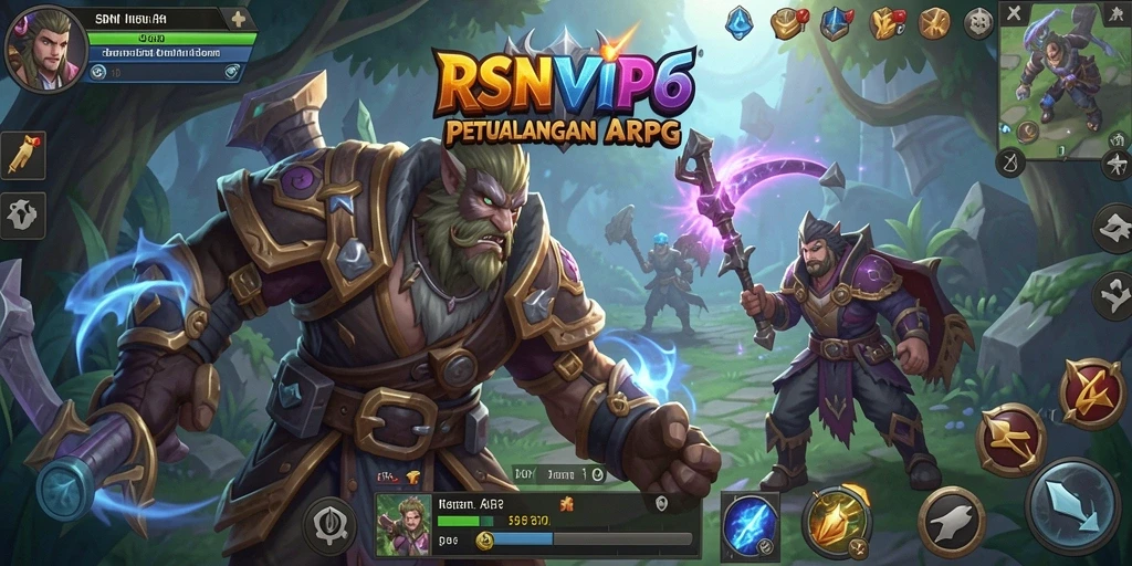 Screenshot gameplay ARPG RSNVIP6 menampilkan aksi pertempuran mendebarkan.