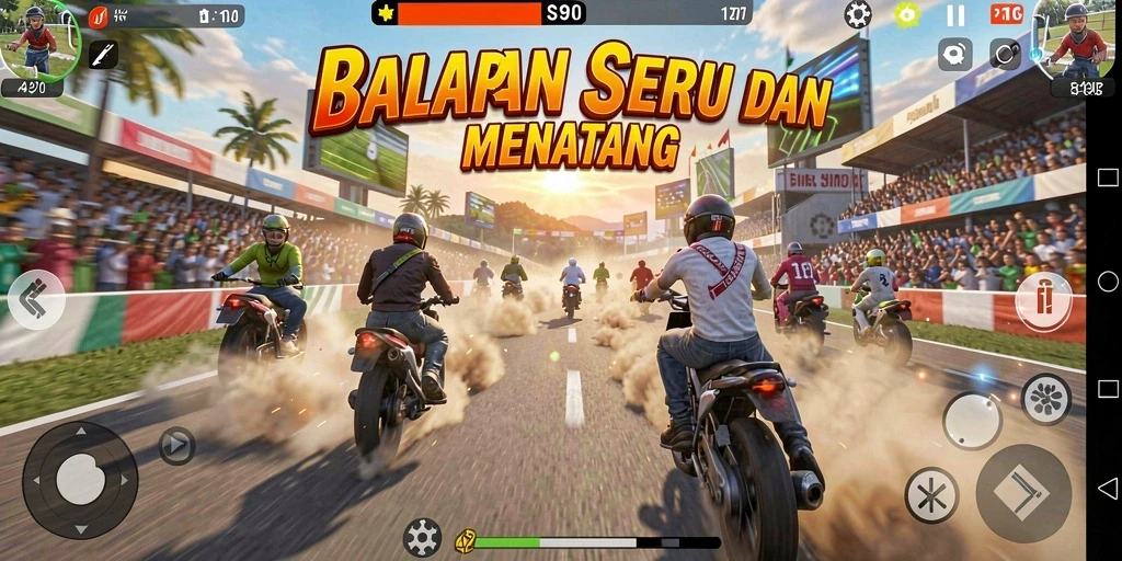 Gameplay Racing S80 dengan mobil yang melaju cepat di lintasan