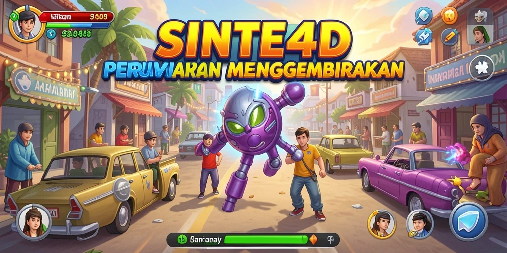 Tampilan gameplay SINTE4D yang penuh warna dan seru.
