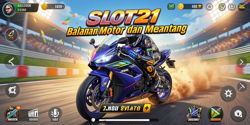 Tampilan gameplay SLOT21 yang menegangkan dan seru di trek balapan.