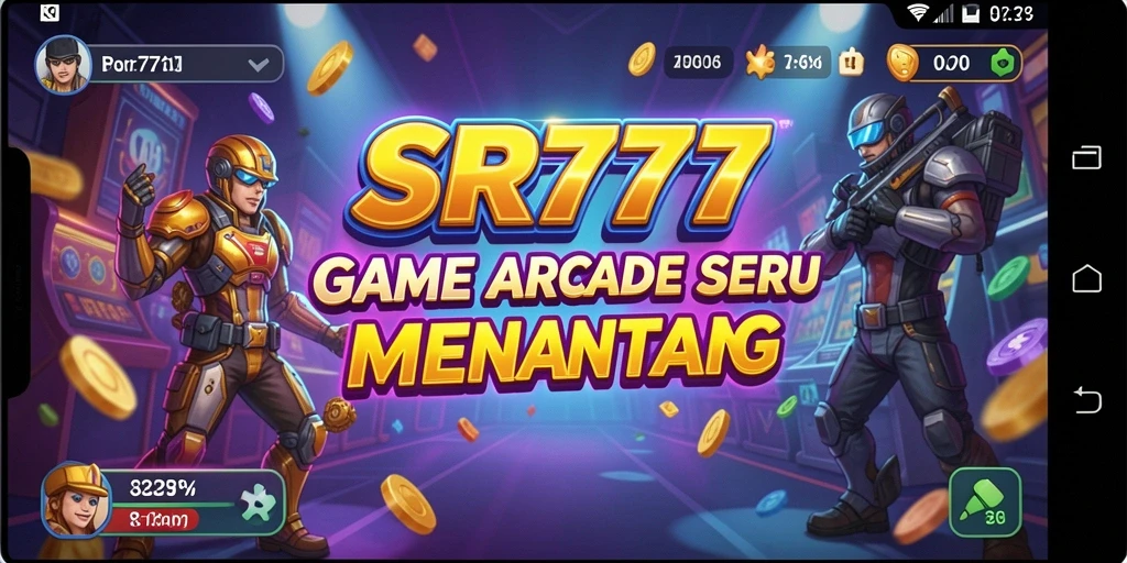 Tangkapan layar gameplay SR777 yang penuh aksi di arena arcade.