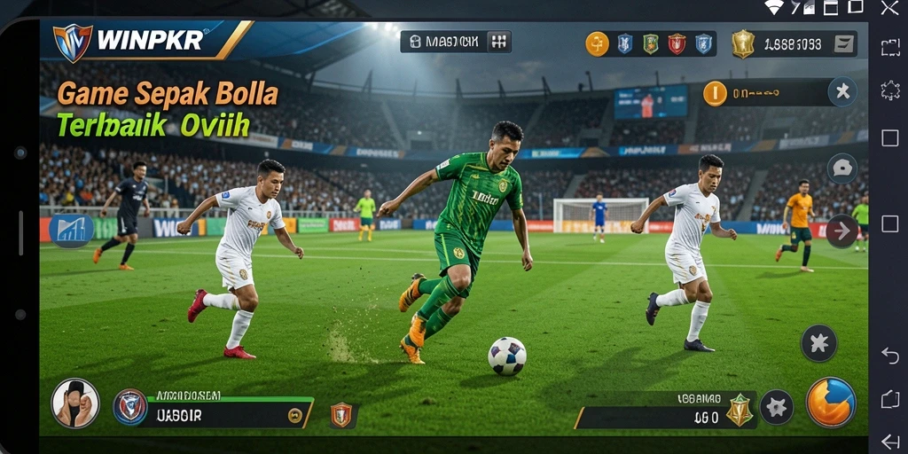 Tampilan gameplay mendalam dari WINPKR dengan aksi sepak bola seru.