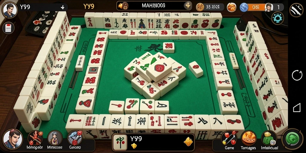 Tangkapan layar utama Y89 yang menampilkan gameplay menarik dari Mahjong.
